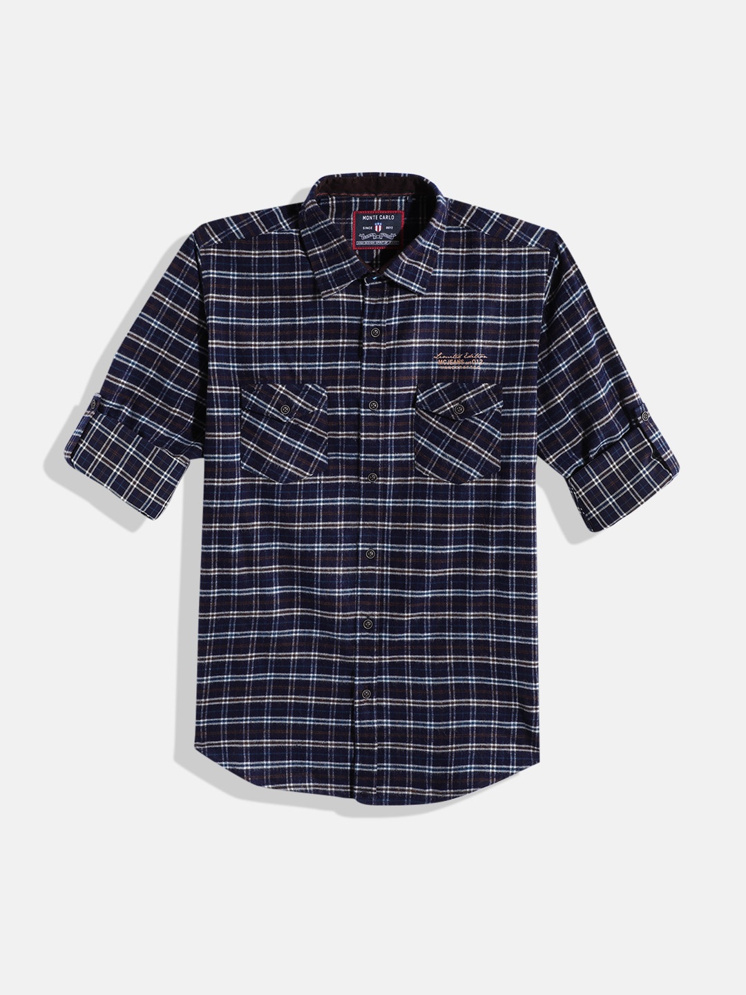 

Monte Carlo Boys Checked Casual Smart Fit Shirt, Navy blue