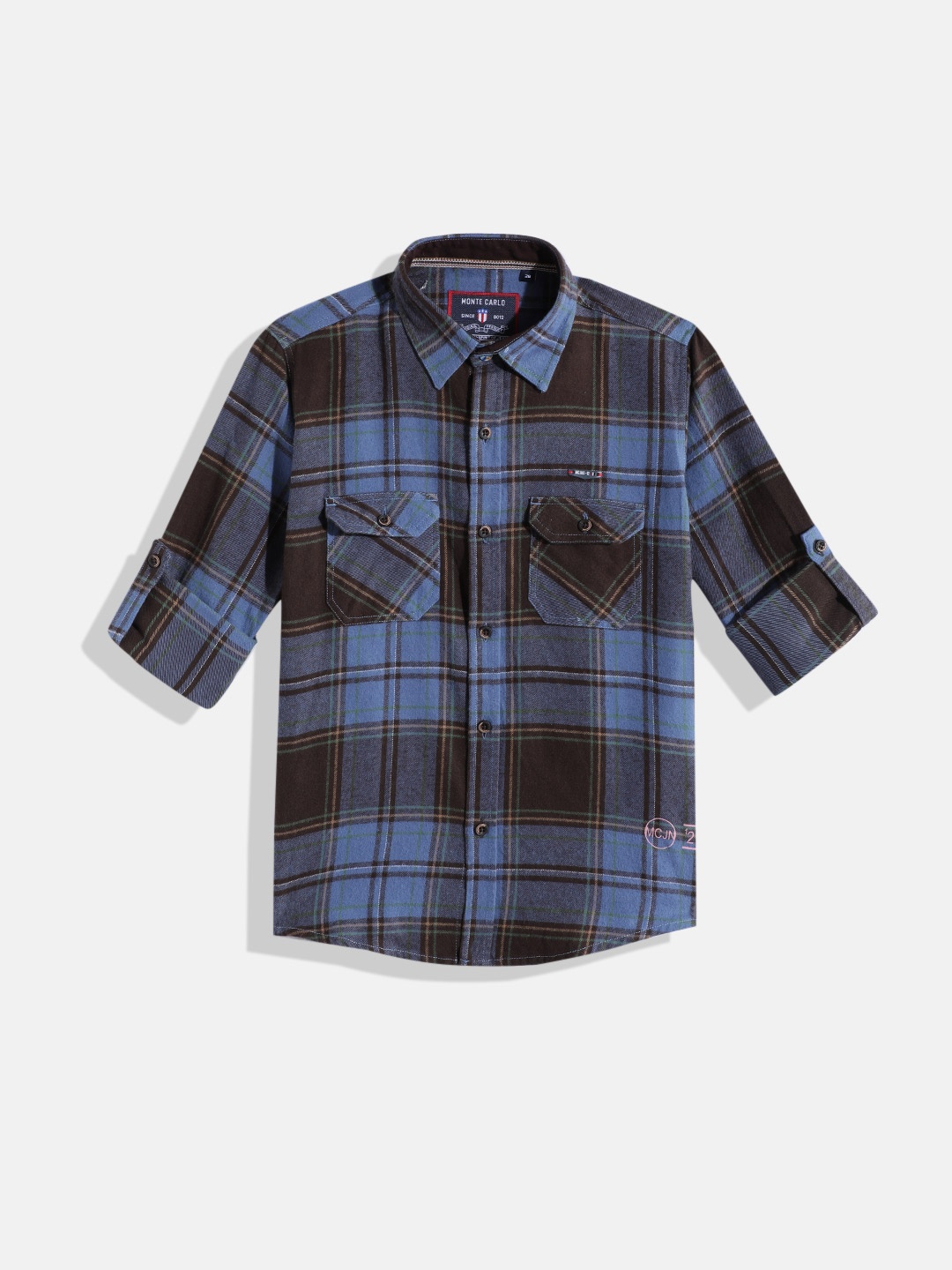

Monte Carlo Boys Checked Casual Smart Fit Shirt, Blue