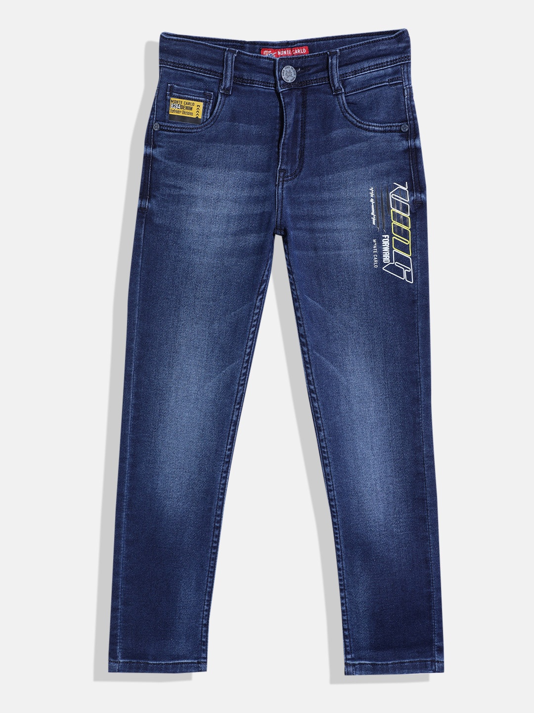 

Monte Carlo Boys Slim Fit Printed Jeans, Blue