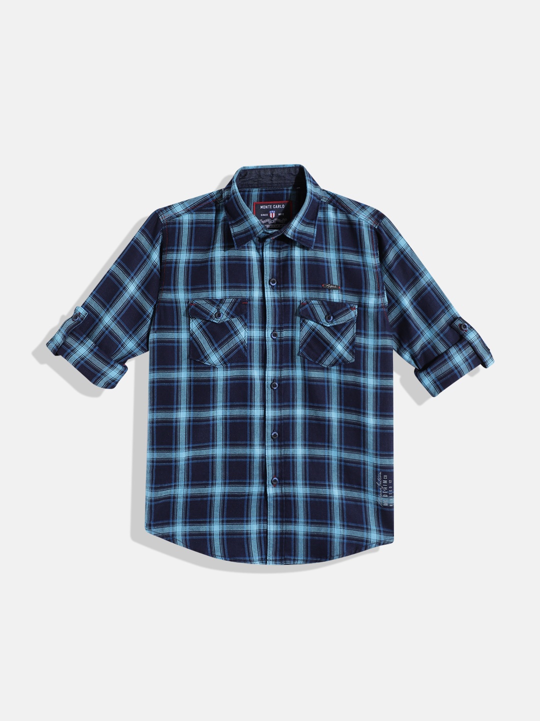 

Monte Carlo Boys Checked Casual Smart Fit Shirt, Blue