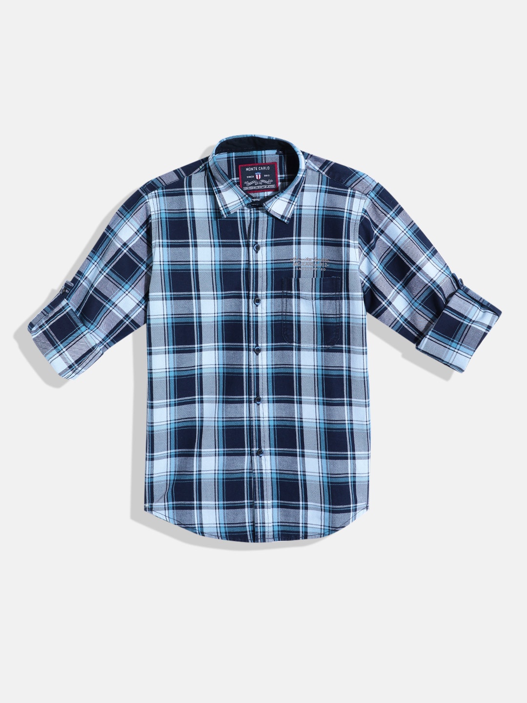 

Monte Carlo Boys Checked Casual Smart Fit Shirt, Blue