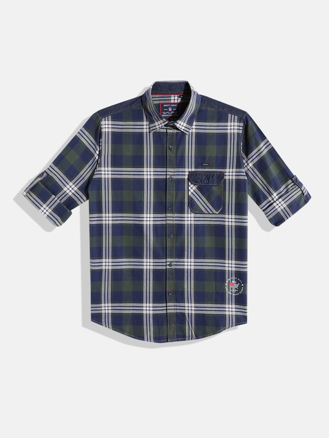 

Monte Carlo Boys Checked Casual Smart Fit Shirt, Green