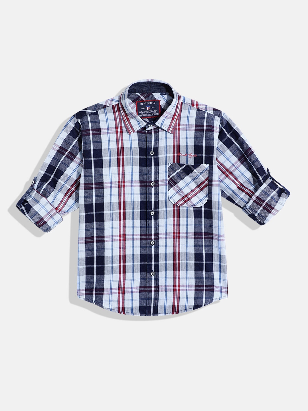 

Monte Carlo Boys Tartan Checked Casual Smart Fit Shirt, Blue