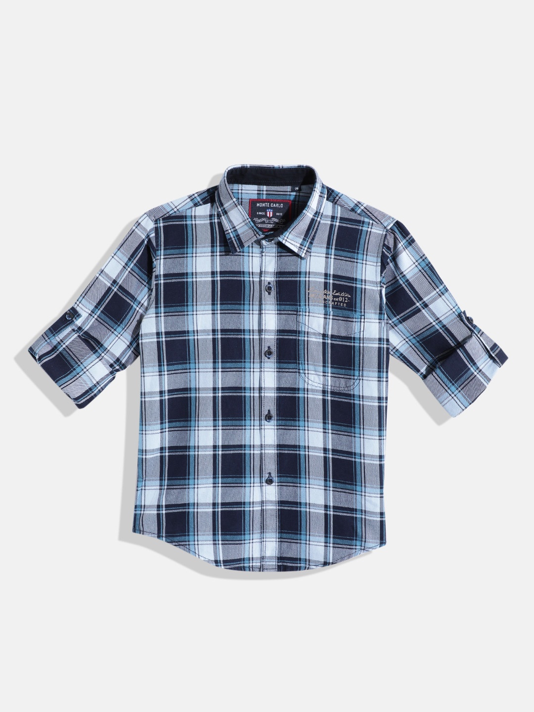 

Monte Carlo Boys Checked Casual Smart Fit Shirt, Blue