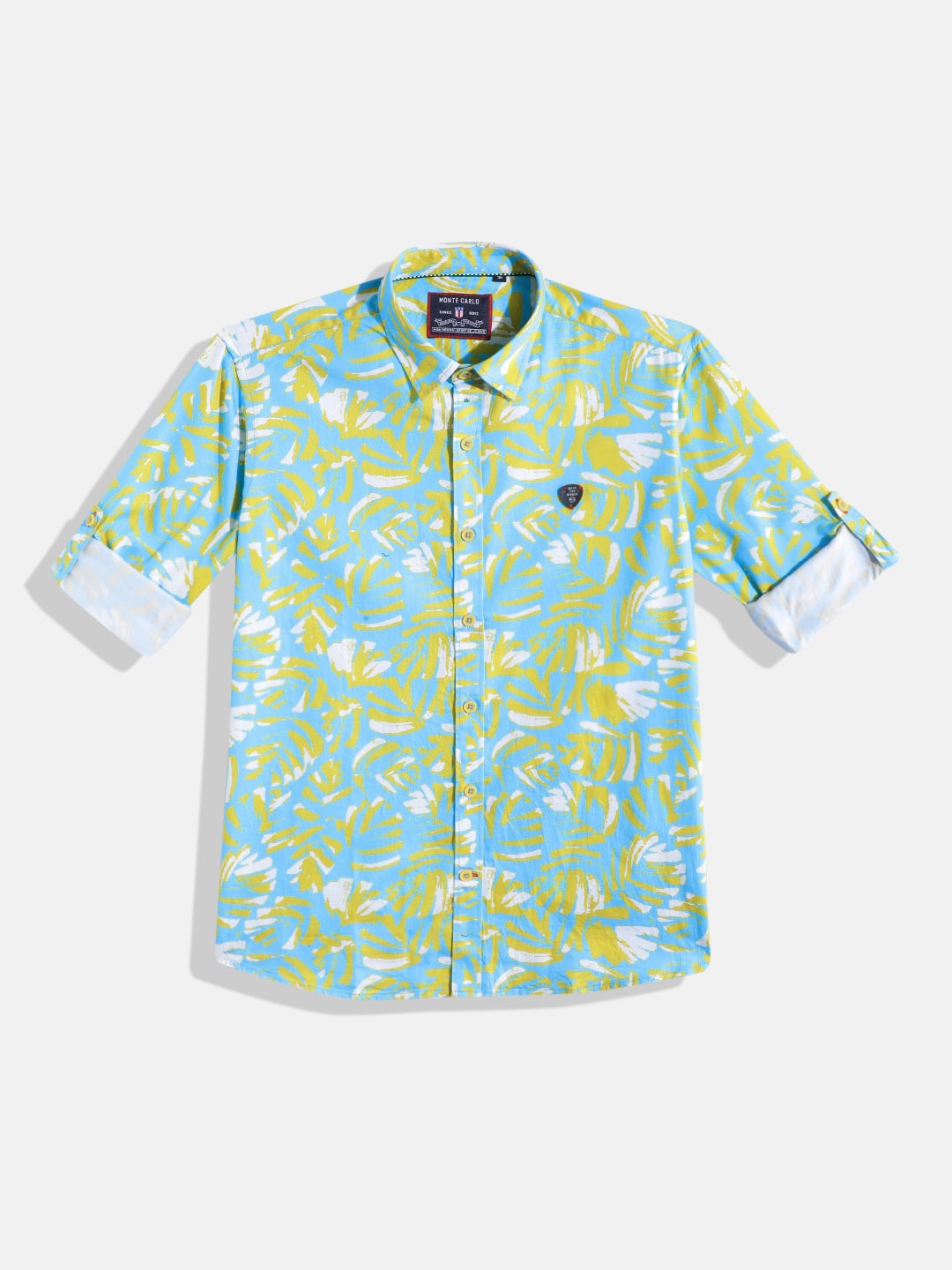 

Monte Carlo Boys Printed Smart Fit Shirt, Blue