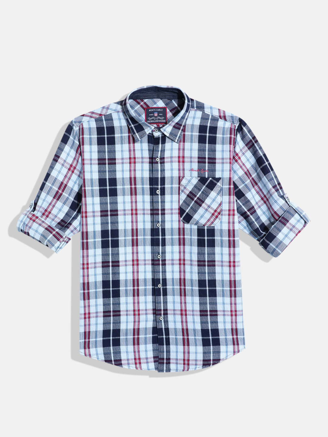 

Monte Carlo Boys Tartan Checked Casual Smart Fit Shirt, Blue