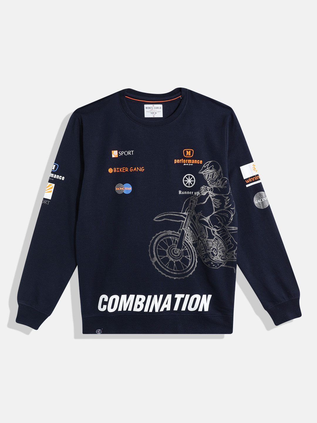 

Monte Carlo Boys Cotton Graphic & Typography Printed Sweatshirt, Navy blue