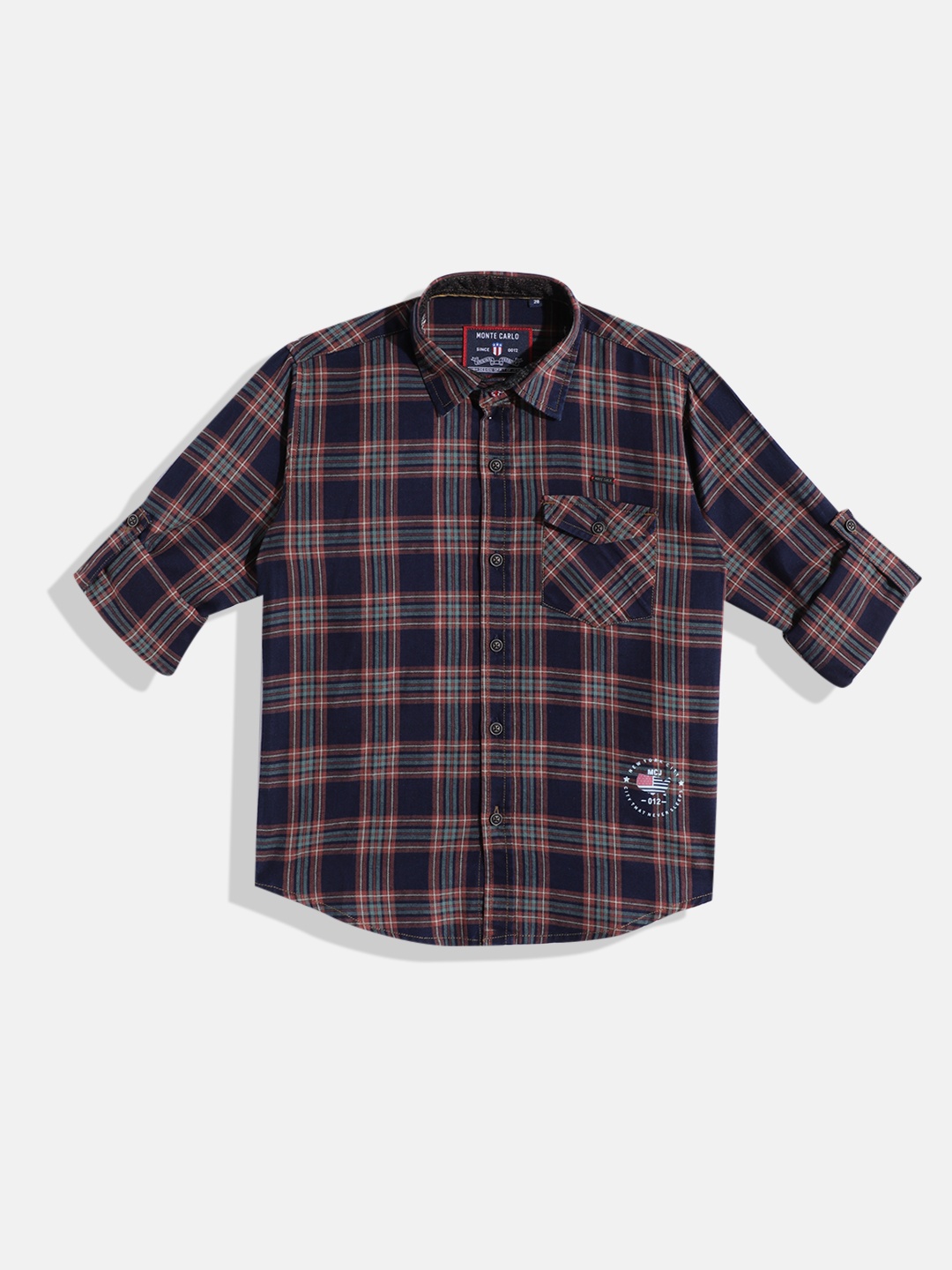 

Monte Carlo Boys Checked Casual Smart Fit Shirt, Navy blue