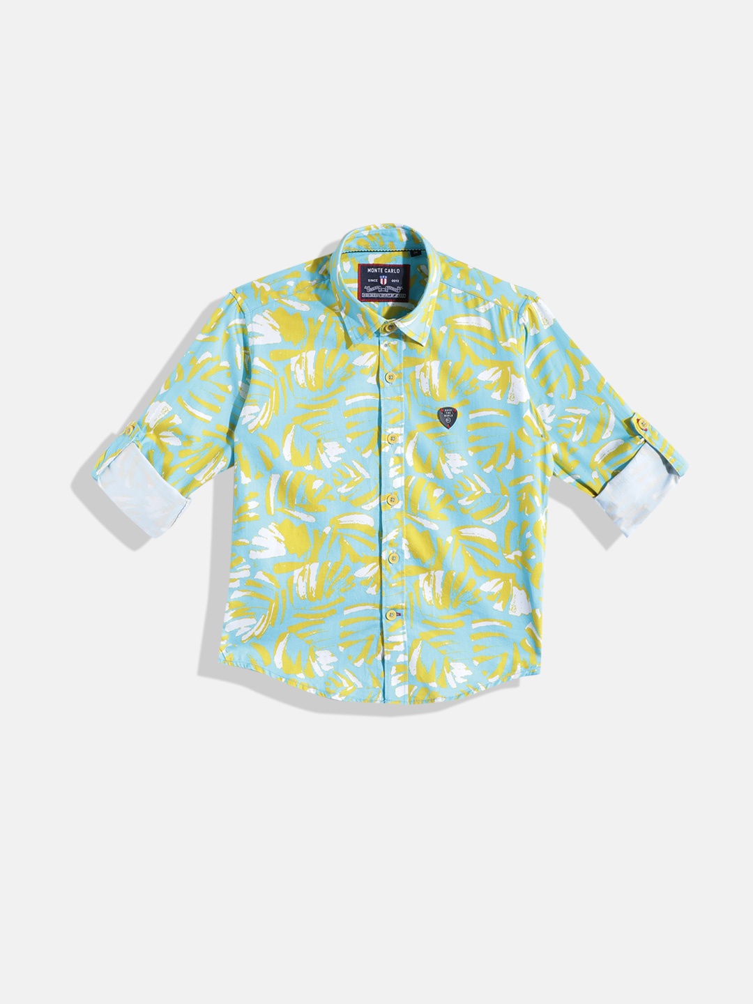 

Monte Carlo Boys Abstract Printed Casual Smart Fit Shirt, Blue