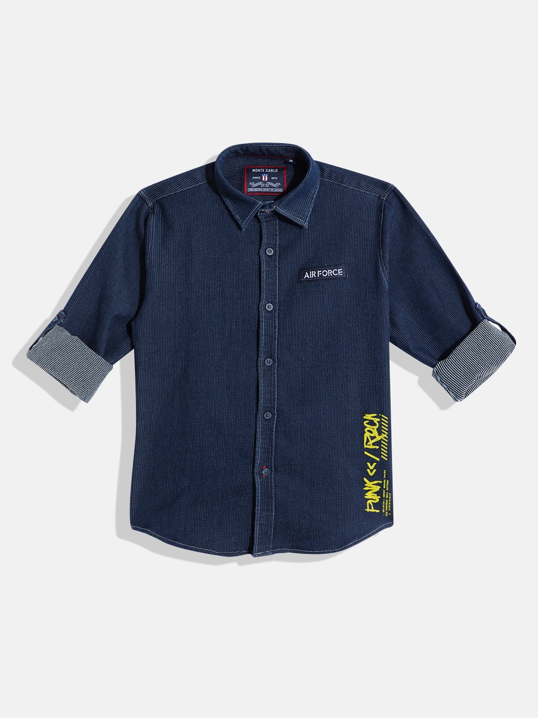 

Monte Carlo Boys Striped Casual Smart Fit Shirt, Blue