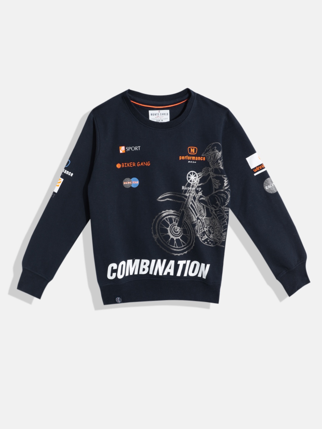 

Monte Carlo Boys Cotton Graphic & Typography Printed Sweatshirt, Navy blue