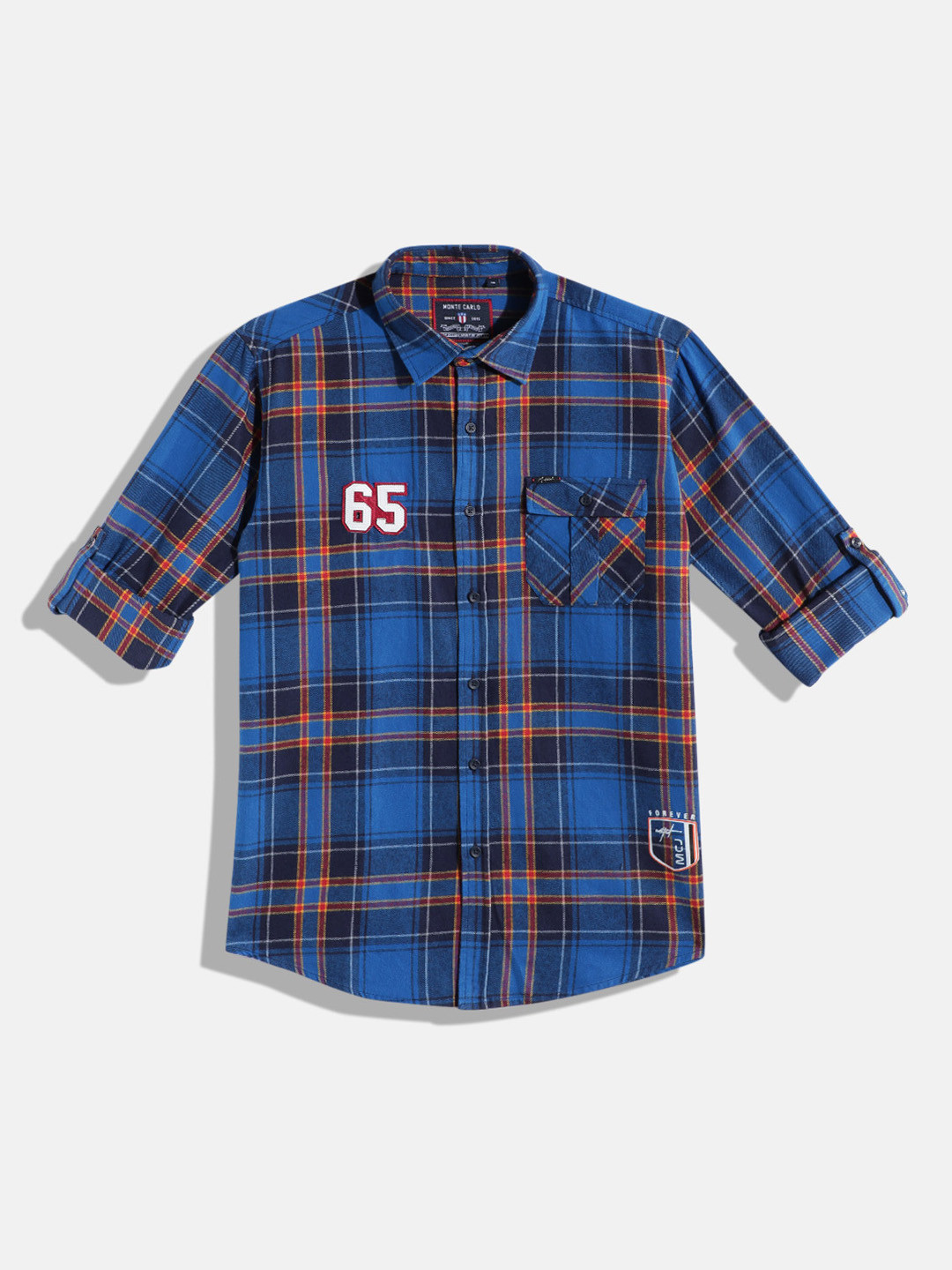 

Monte Carlo Boys Tartan Checked Casual Smart Fit Shirt, Blue