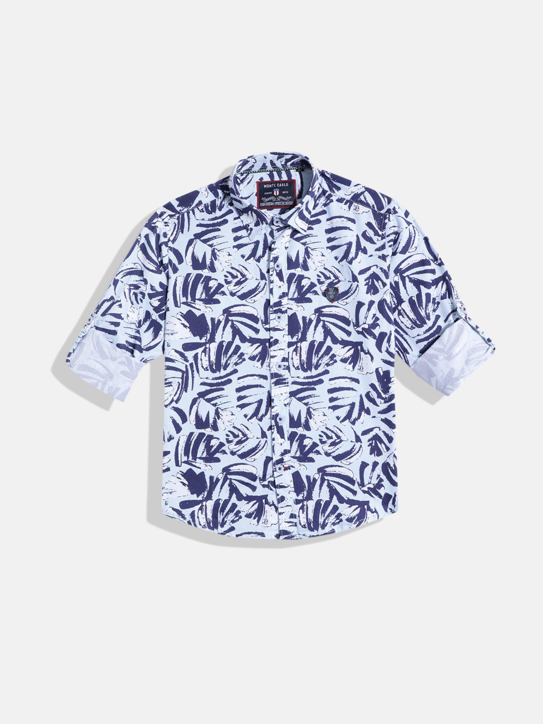 

Monte Carlo Boys Abstract Printed Casual Smart Fit Shirt, Blue