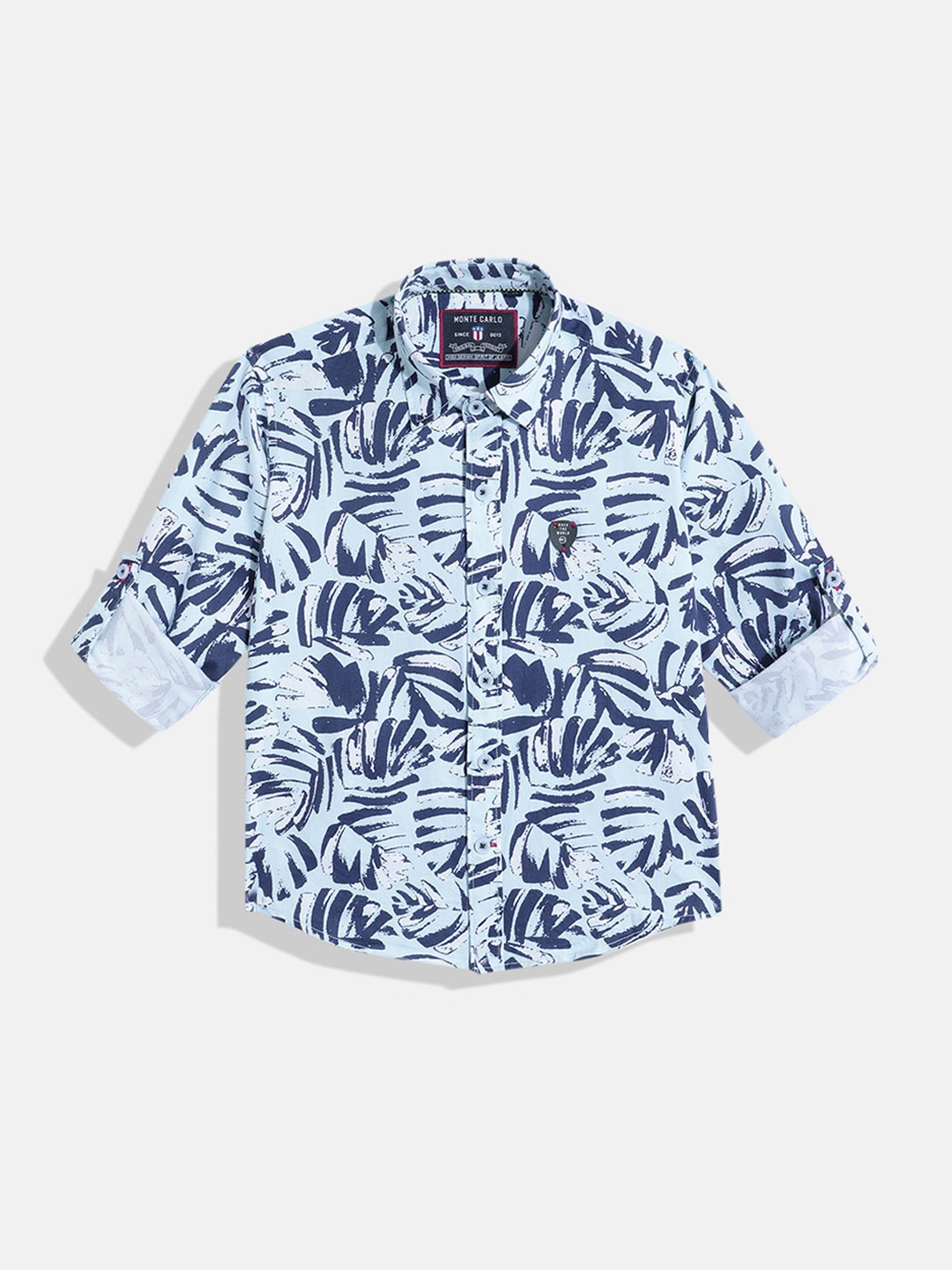 

Monte Carlo Boys Printed Smart Fit Shirt, Blue