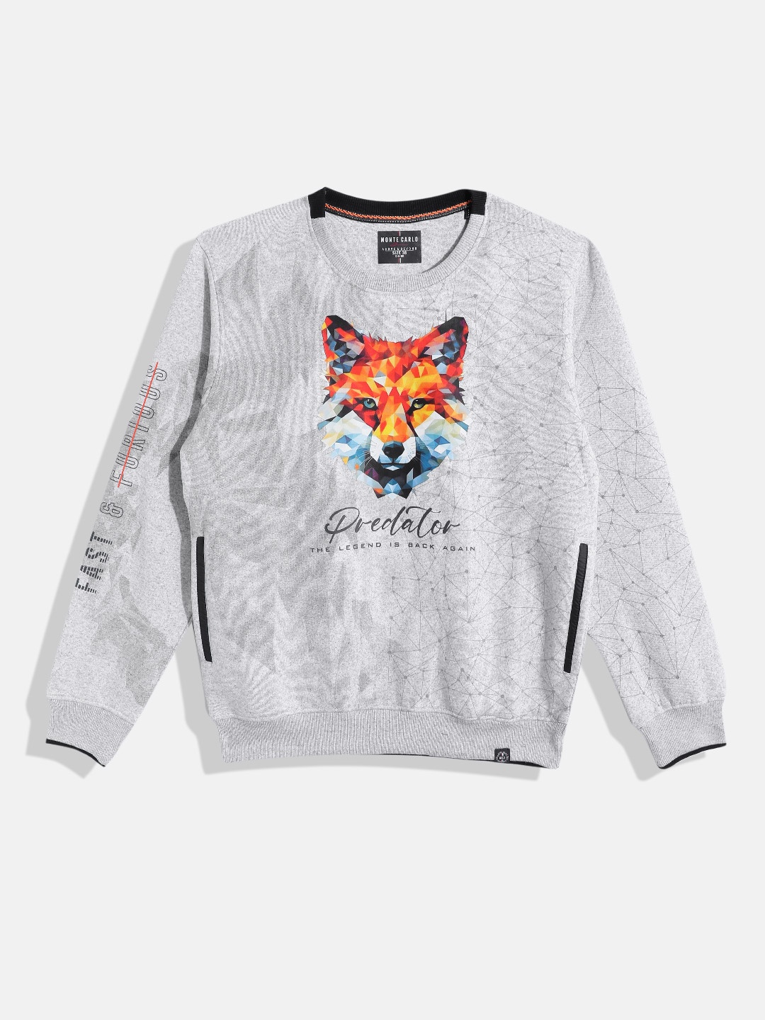 

Monte Carlo Boys Graphic Printed Sweatshirt, Grey melange