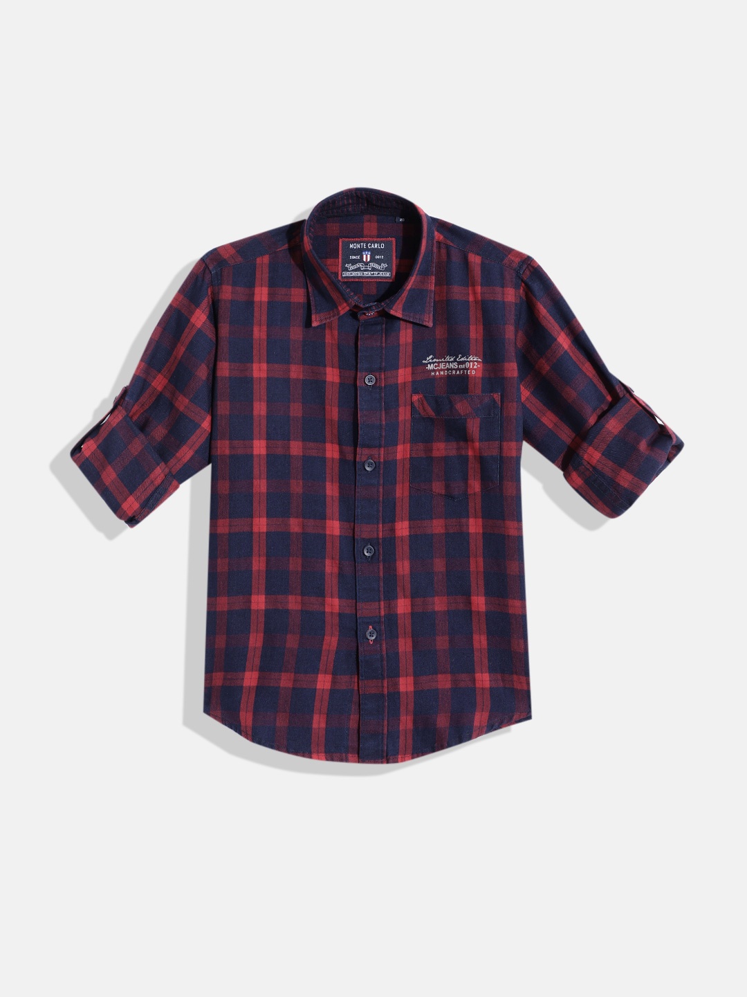 

Monte Carlo Boys Checked Casual Smart Fit Shirt, Red