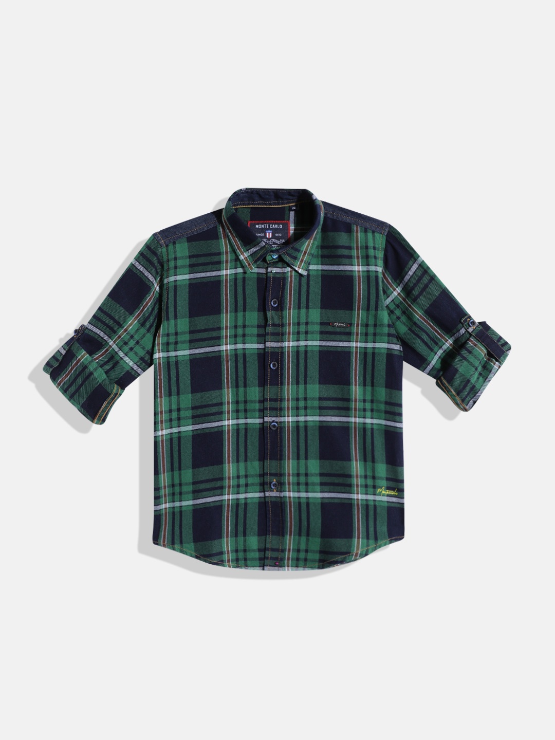 

Monte Carlo Boys Tartan Checked Casual Smart Fit Shirt, Green