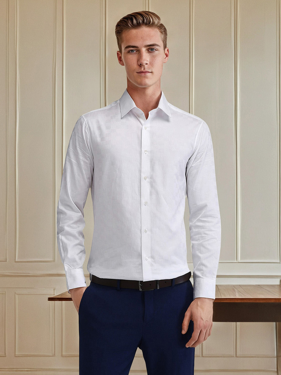 

Arrow Men Comfort Solid Cotton Slim Fit Formal Shirt, White