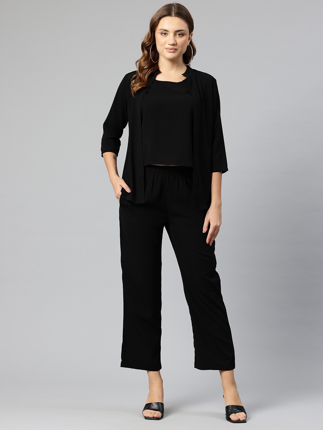 

Cottinfab Top with Trousers & Jacket, Black