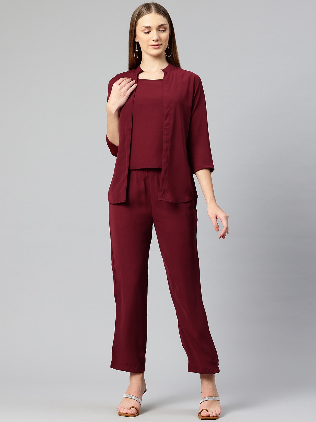 

Cottinfab Top with Trousers & Jacket, Maroon