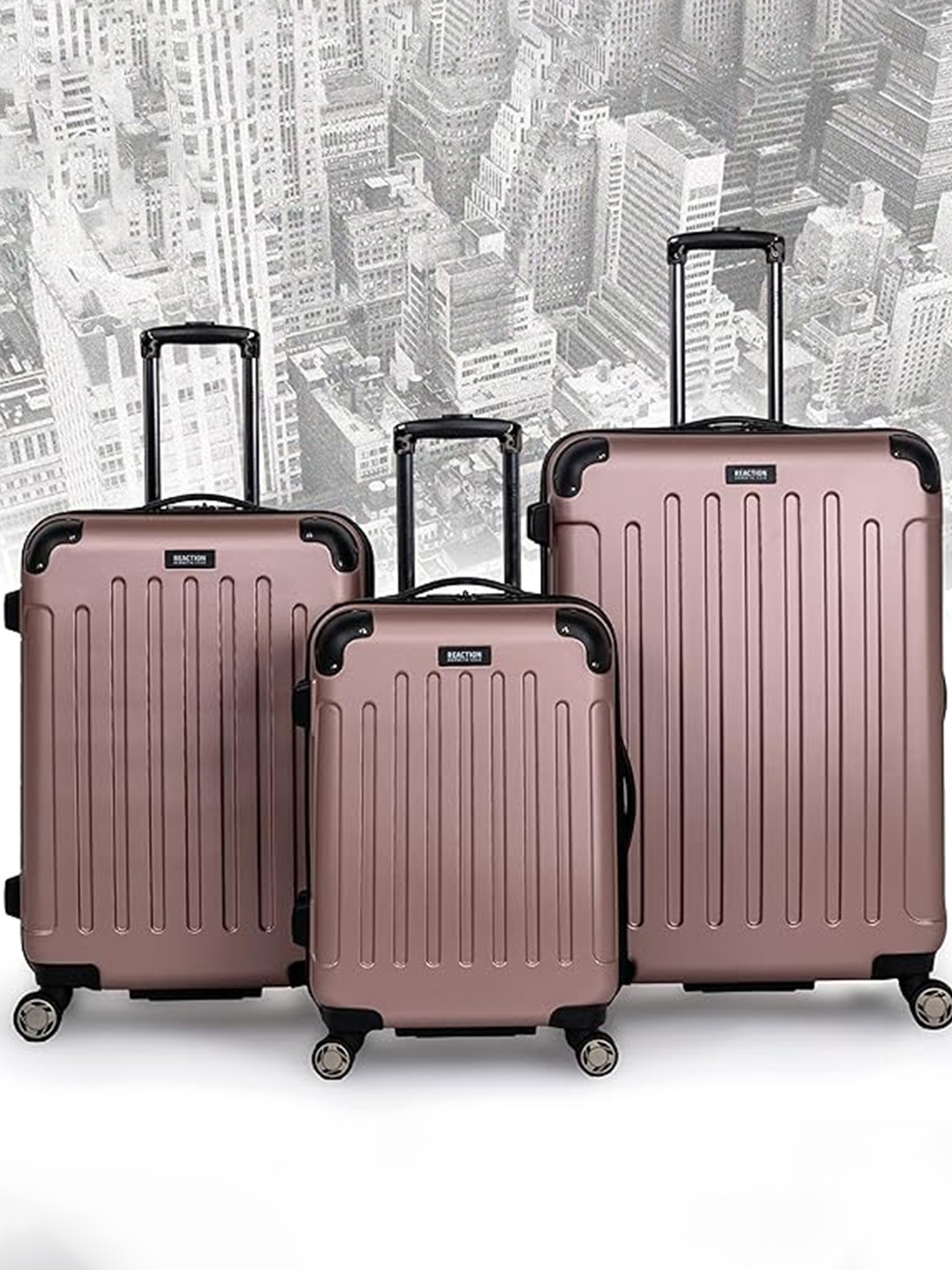 

Kenneth Cole Set Of 3 Textured Hard-Sided Trolley Bags, Pink