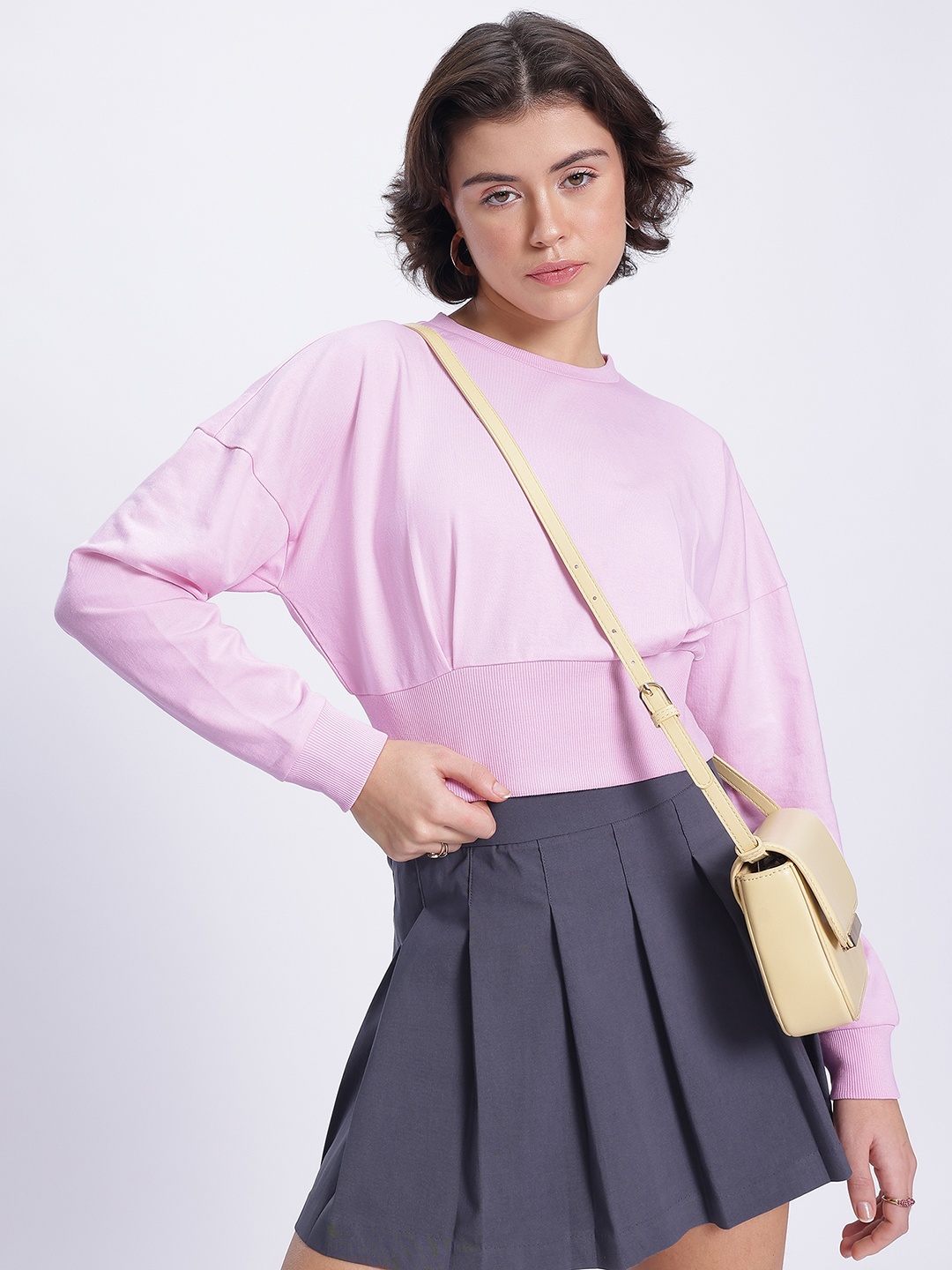 

DressBerry Softly Styled Crop Sweatshirt, Pink