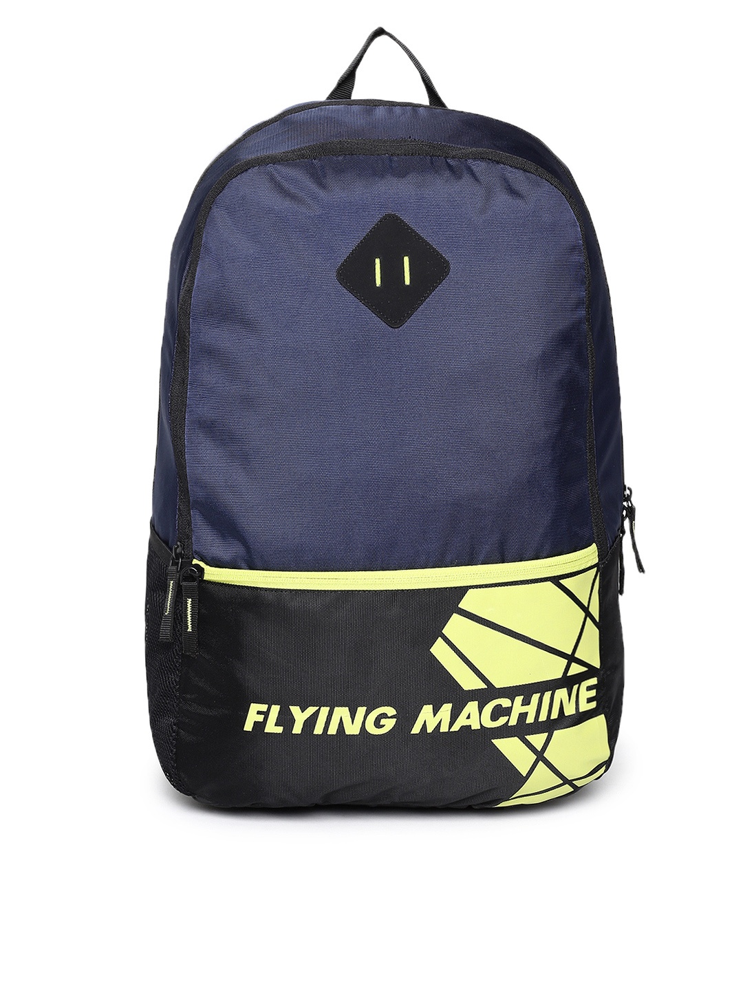 

Flying Machine Men Navy Blue & Yellow Brand Logo Backpack
