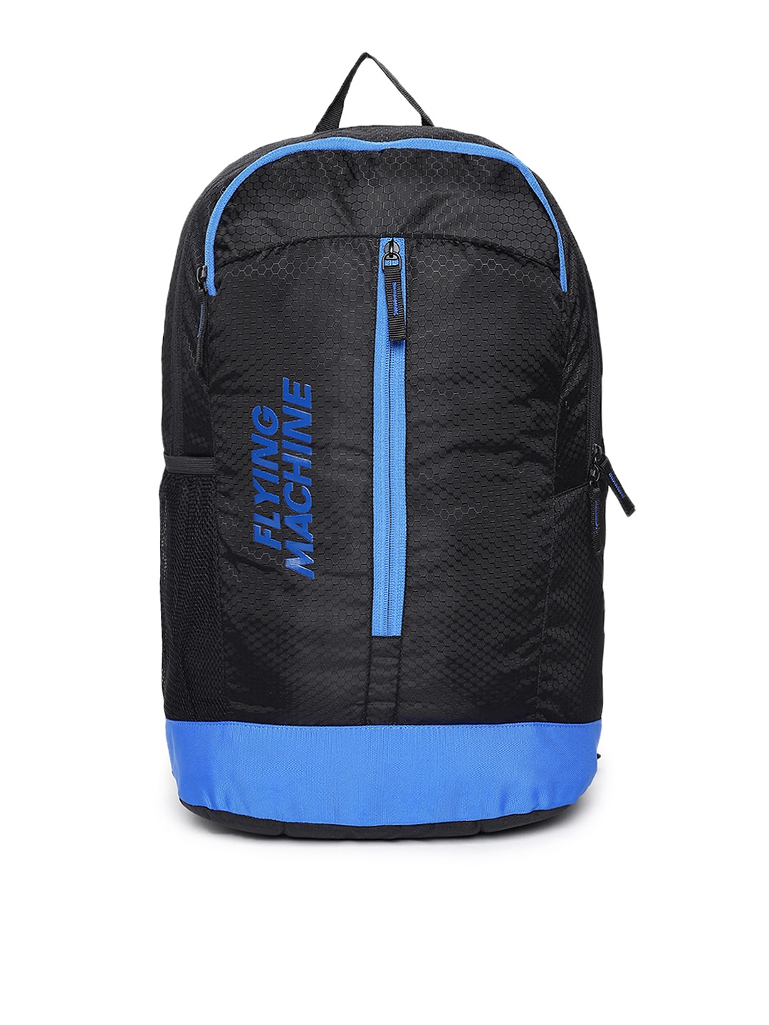 

Flying Machine Men Black & Blue Brand Logo Backpack