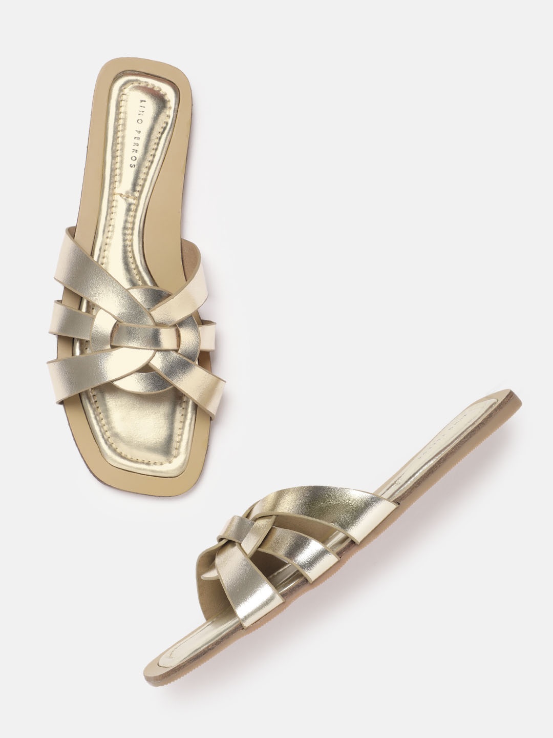 

Lino Perros Women Open Toe Flats, Gold