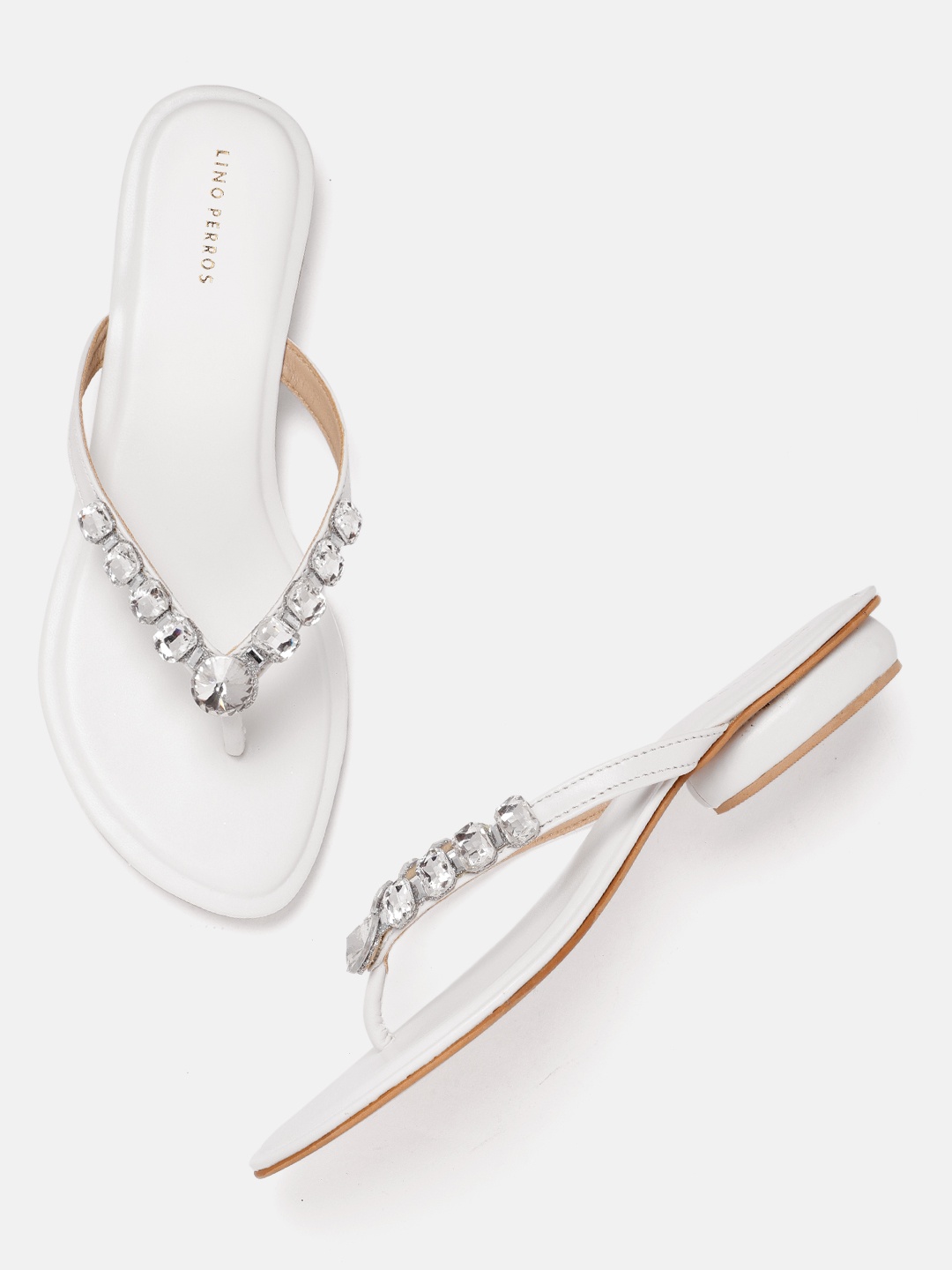 

Lino Perros Women Embellished Open Toe Flats, White