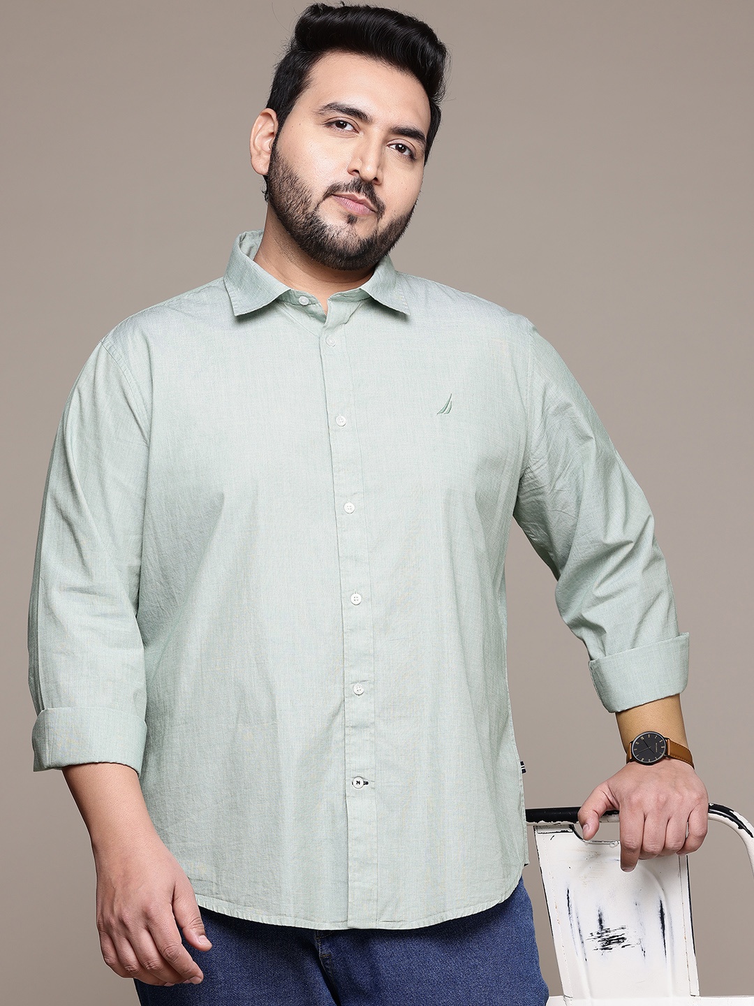 

Nautica Men Plus Size Slim Fit Casual Shirt, Sea green