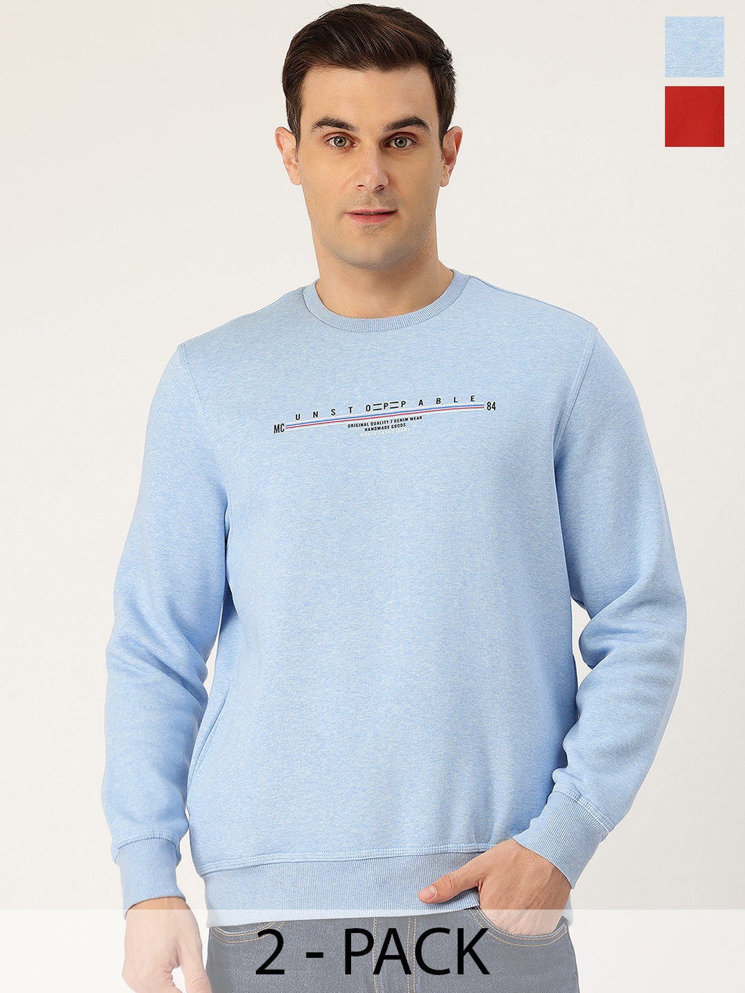 

Monte Carlo Men Pack of 2 Printed Sweatshirt, Blue