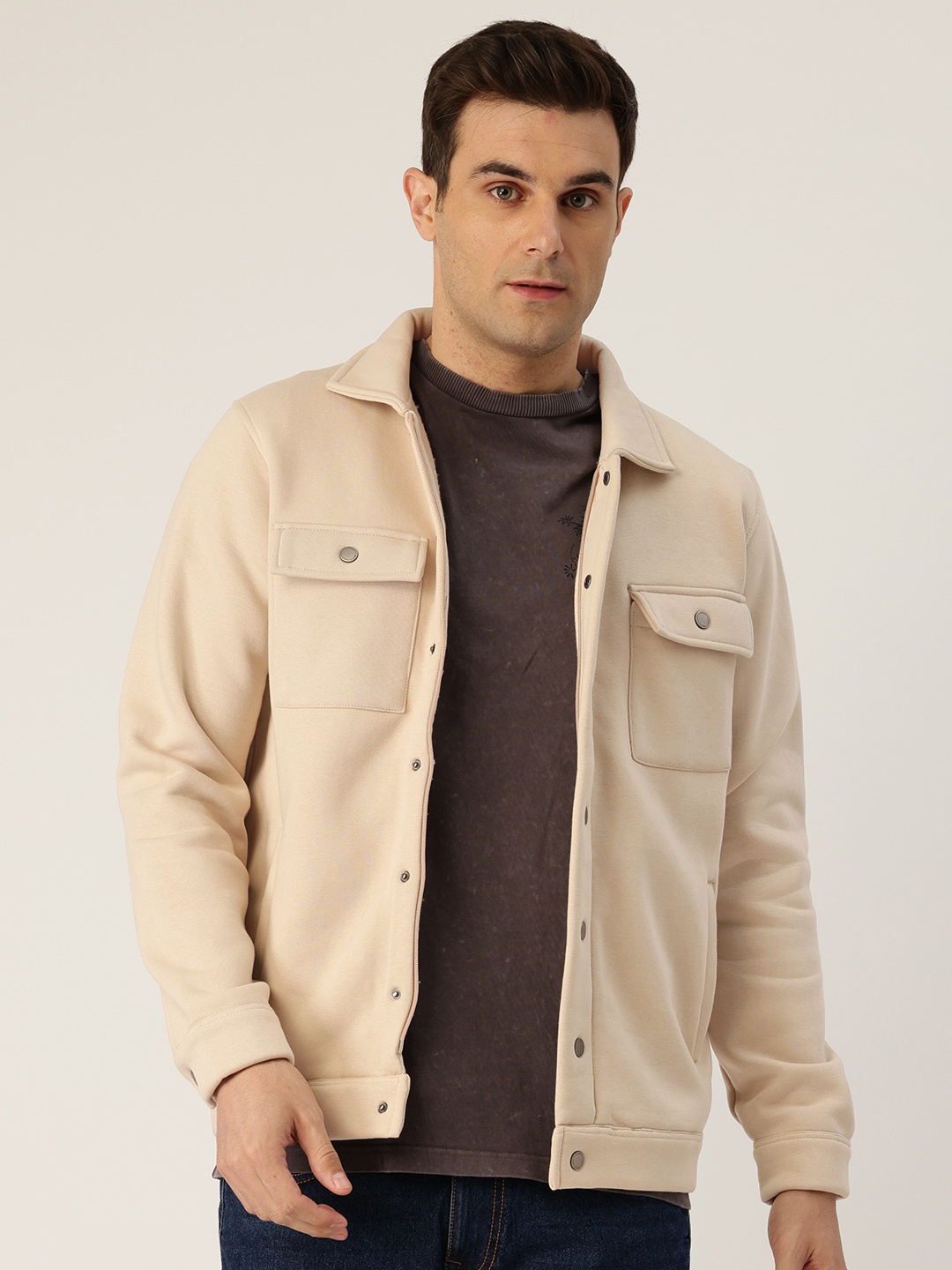 

Monte Carlo Men Front-Open Sweatshirt, Beige