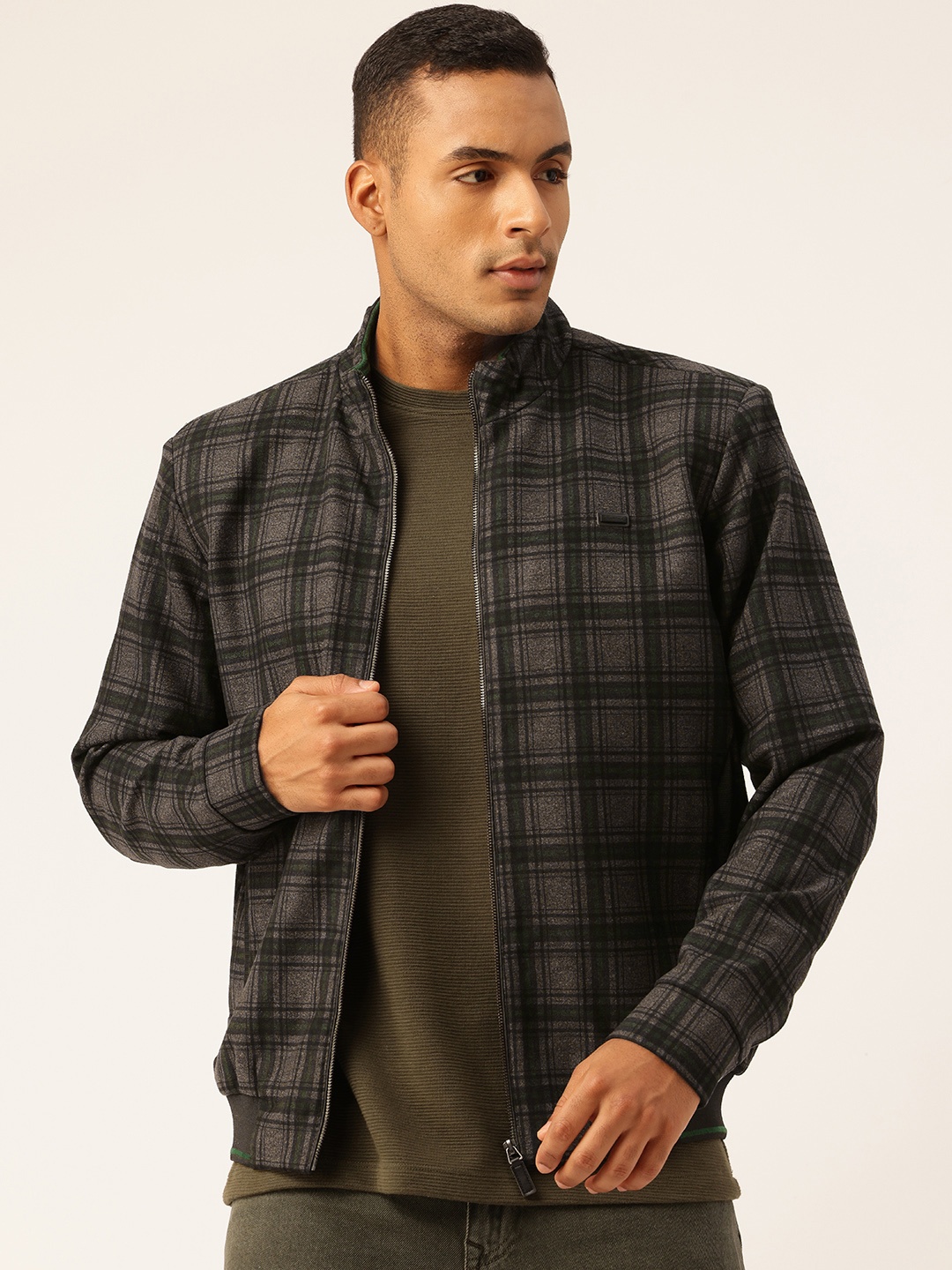 

Monte Carlo Checked Bomber Jacket, Grey