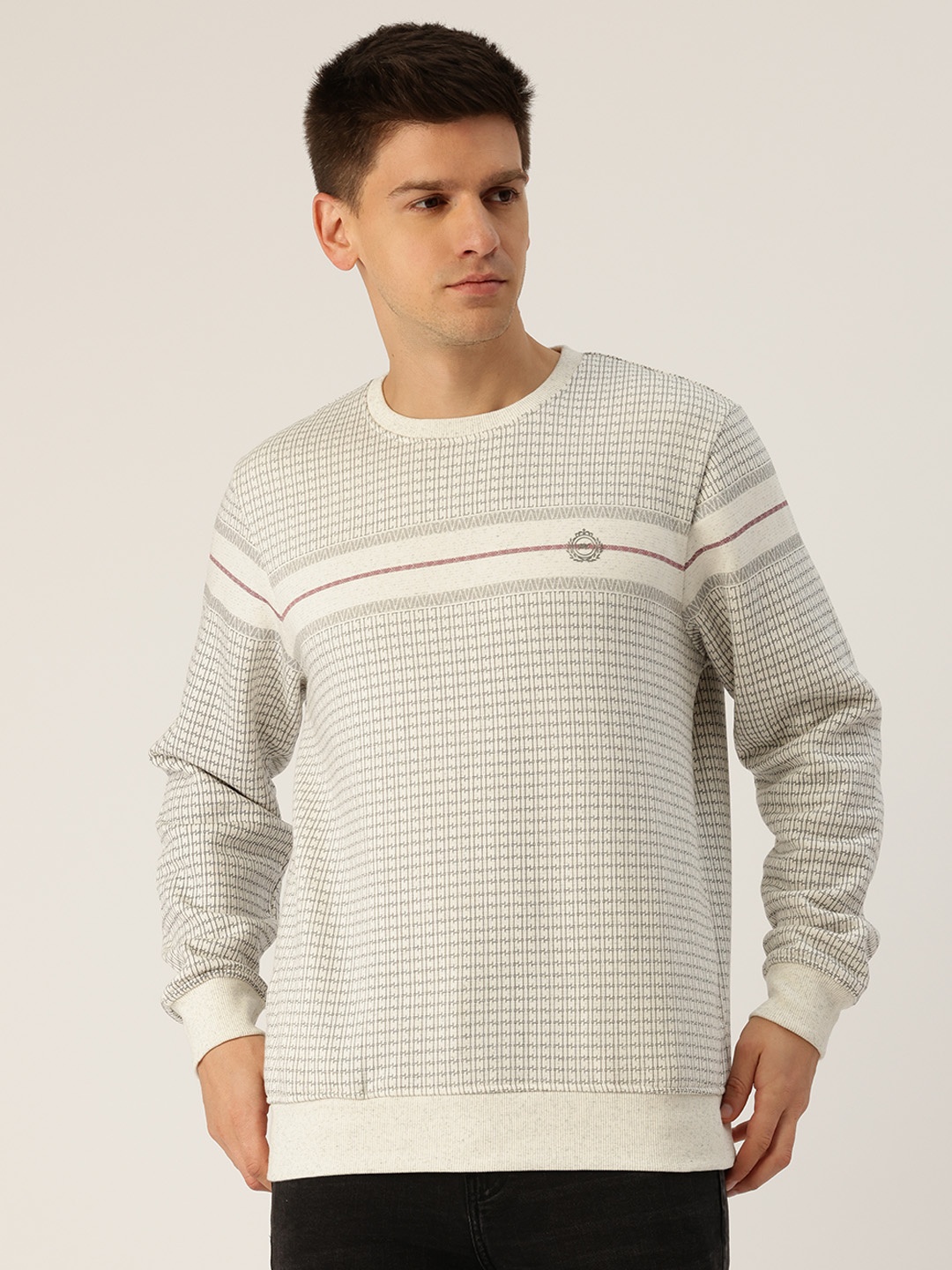

Monte Carlo Cotton Rich Micro Geometric Printed Sweatshirt, Off white