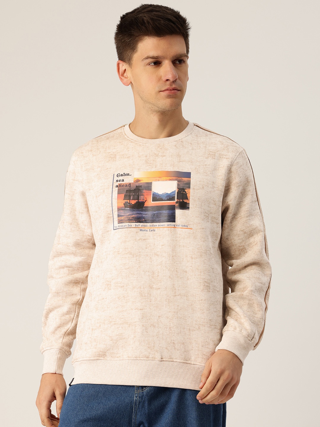 

Monte Carlo Cotton Rich Printed Sweatshirt, Beige