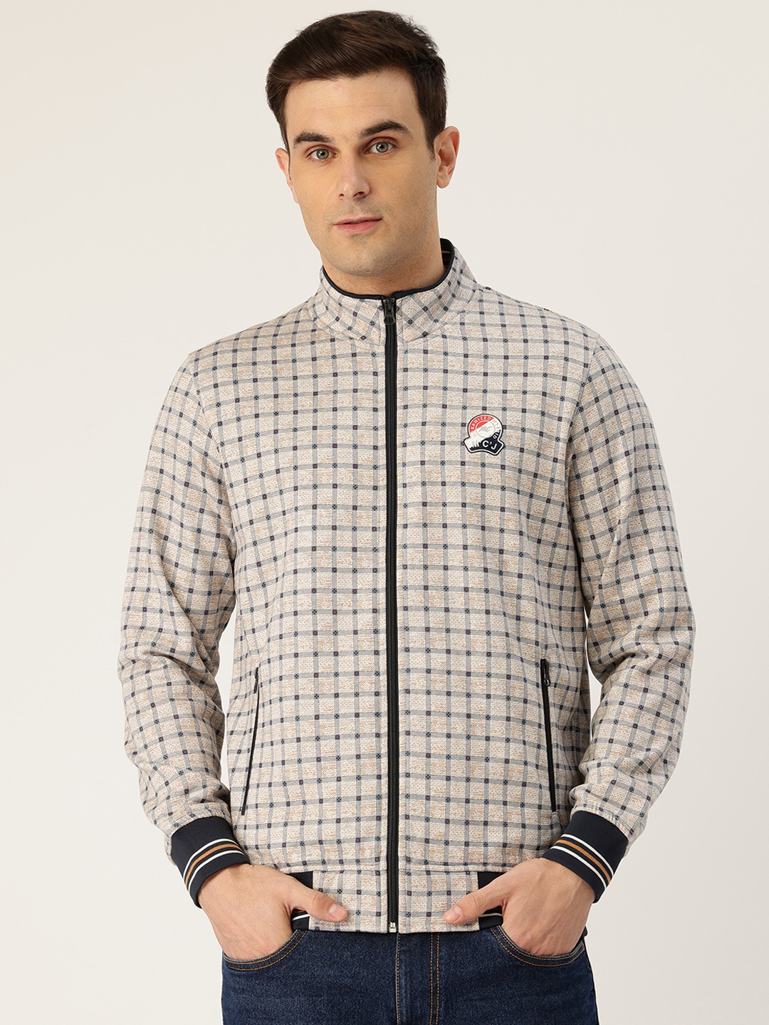 

Monte Carlo Cotton Rich Checked Sweatshirt, Beige