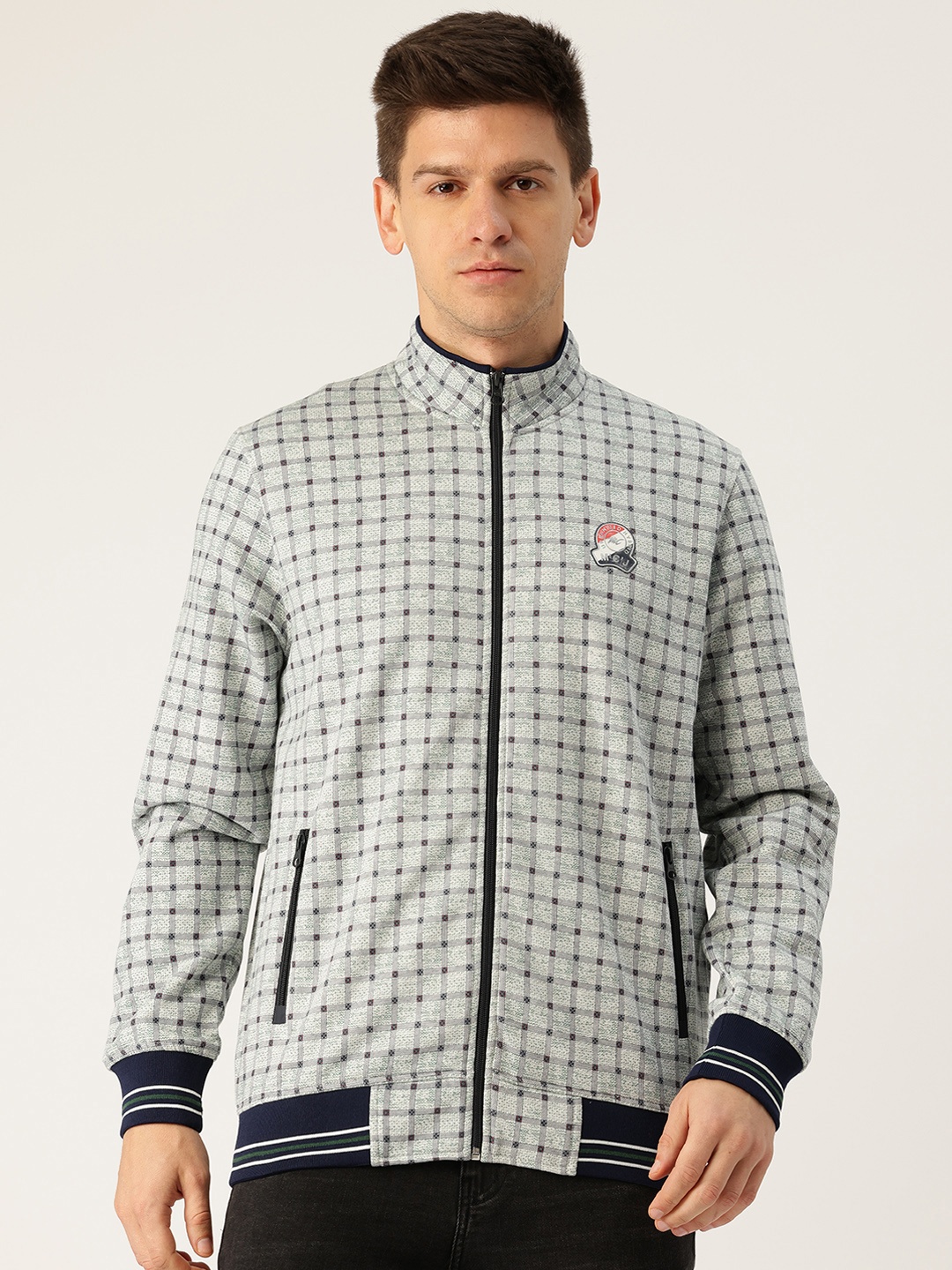 

Monte Carlo Cotton Rich Checked Sweatshirt, Grey