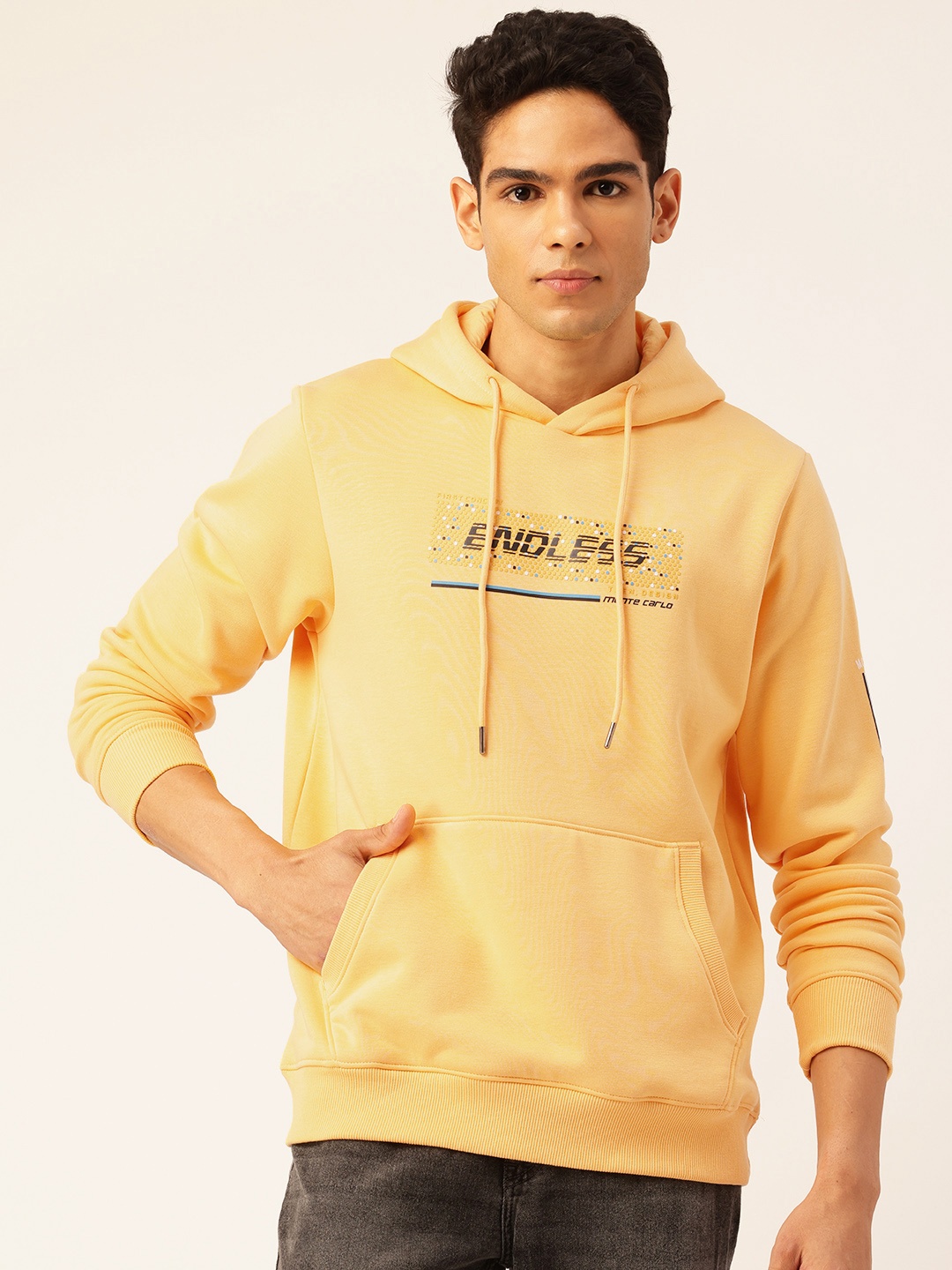 

Monte Carlo Typography Print Hooded Sweatshirt, Yellow
