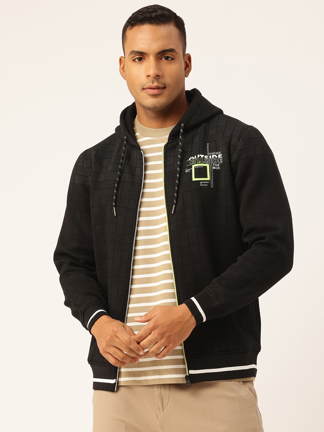 

Monte Carlo Check Print Hooded Sweatshirt, Black