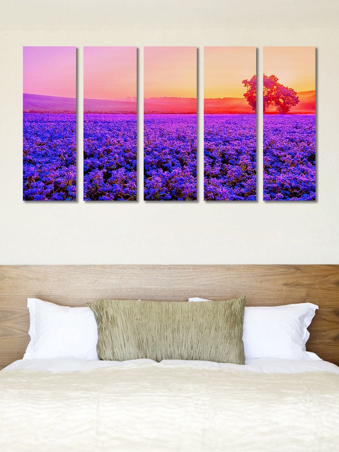 

999Store Multicoloured Set of 5 Birds and Animals Wall Art, Purple