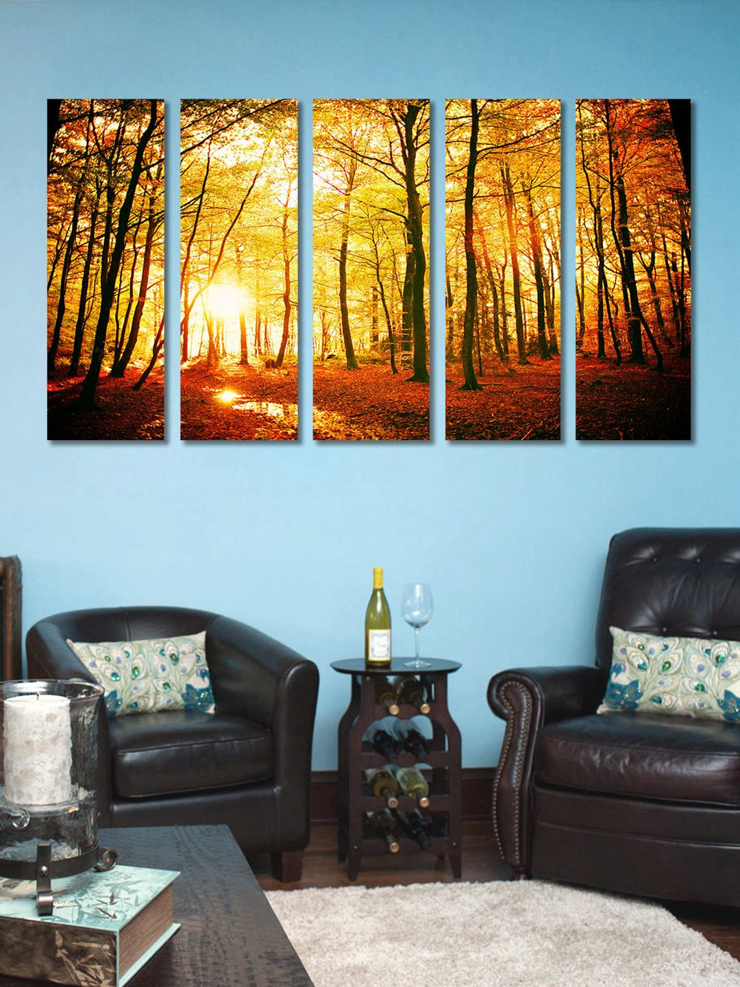 

999Store Multicoloured Set of 5 Wall Art, Multi