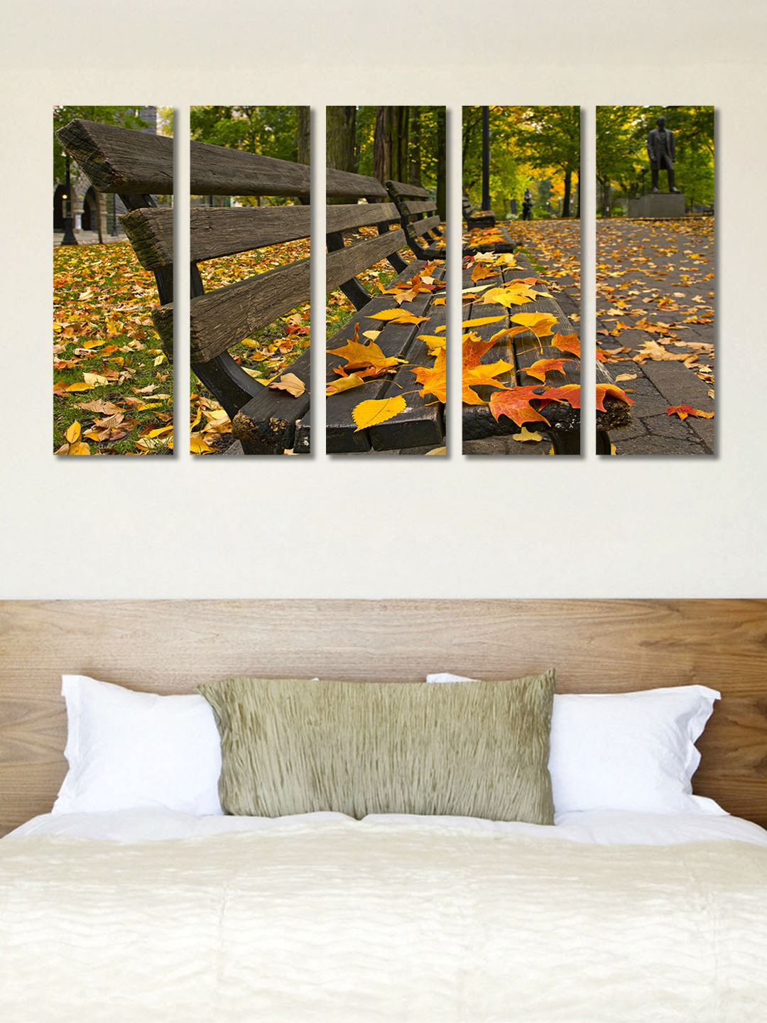 

999Store Brown & Green Set of 5 Autumn Wall Art