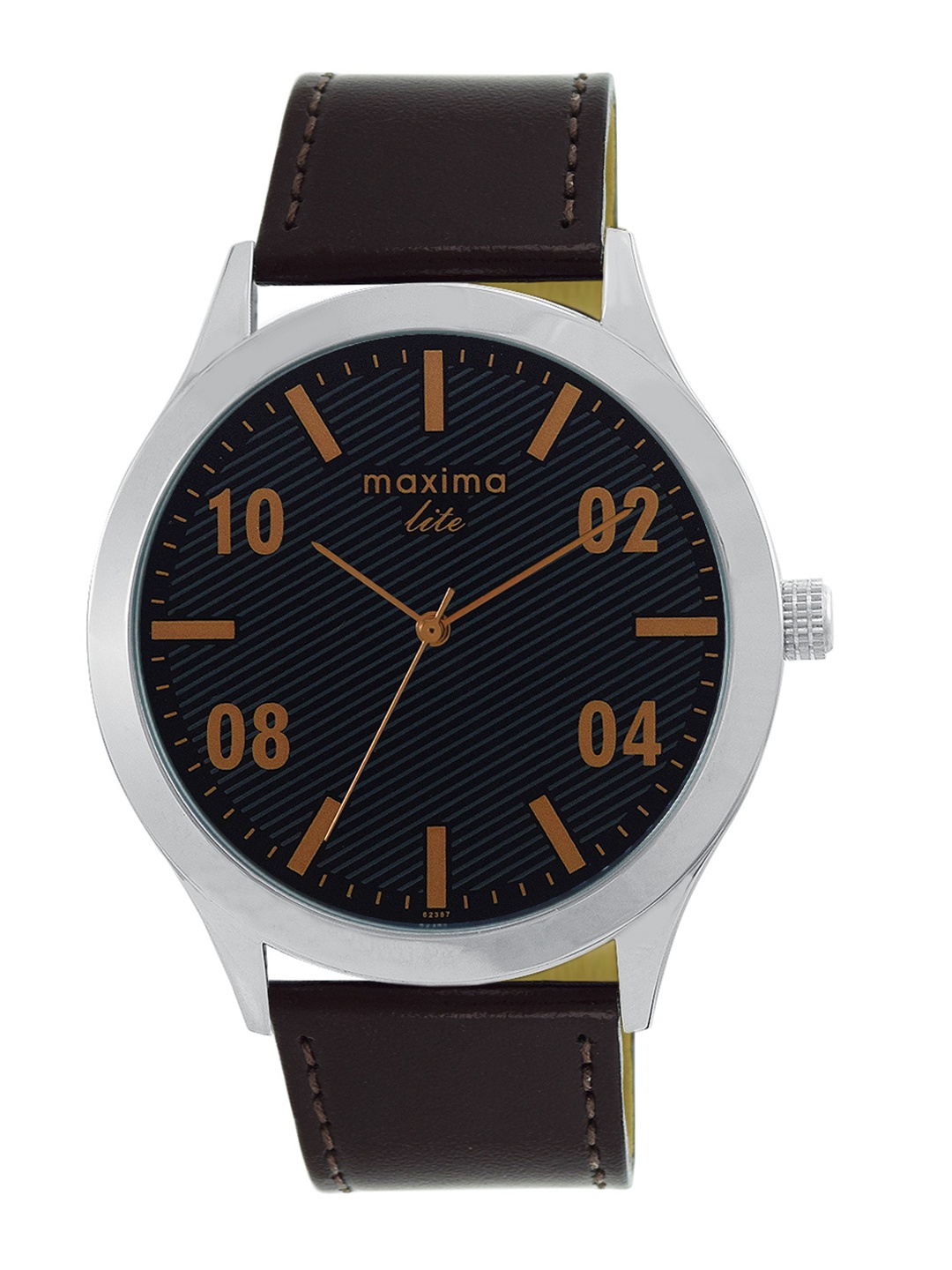 

maxima Men Patterned Leather Analogue Watch L-62387LMGI, Black