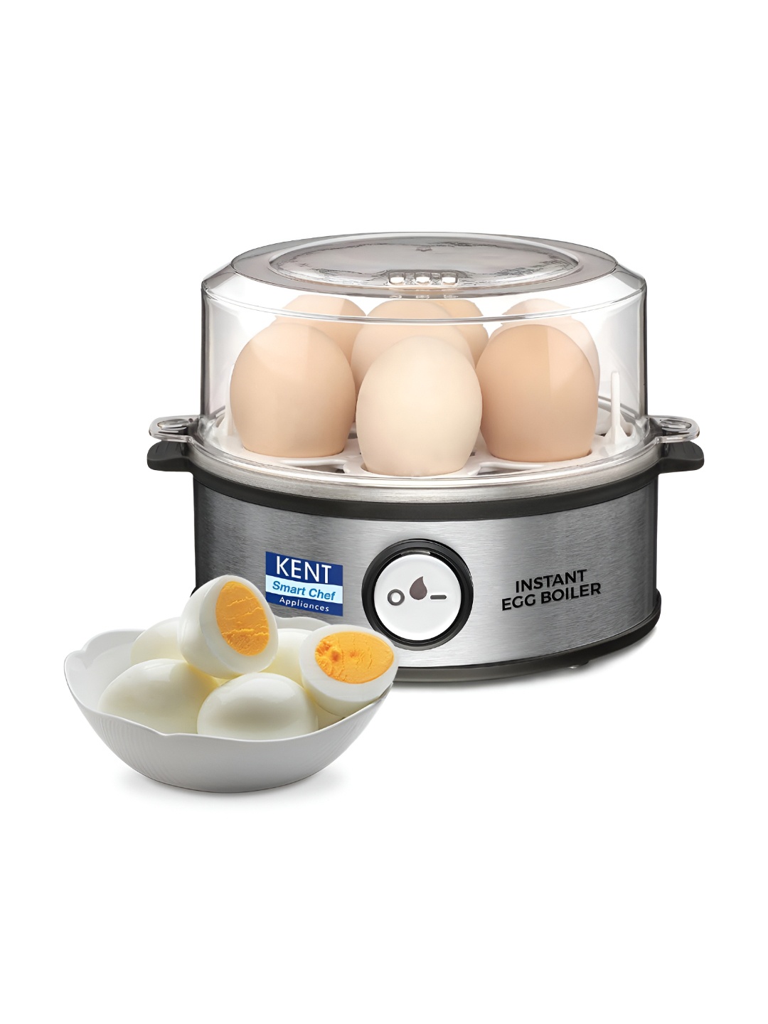 

KENT Instant 360W 7 Eggs Slot 3 Boiling Modes SS Body & Heating Plate Egg Boiler, Silver