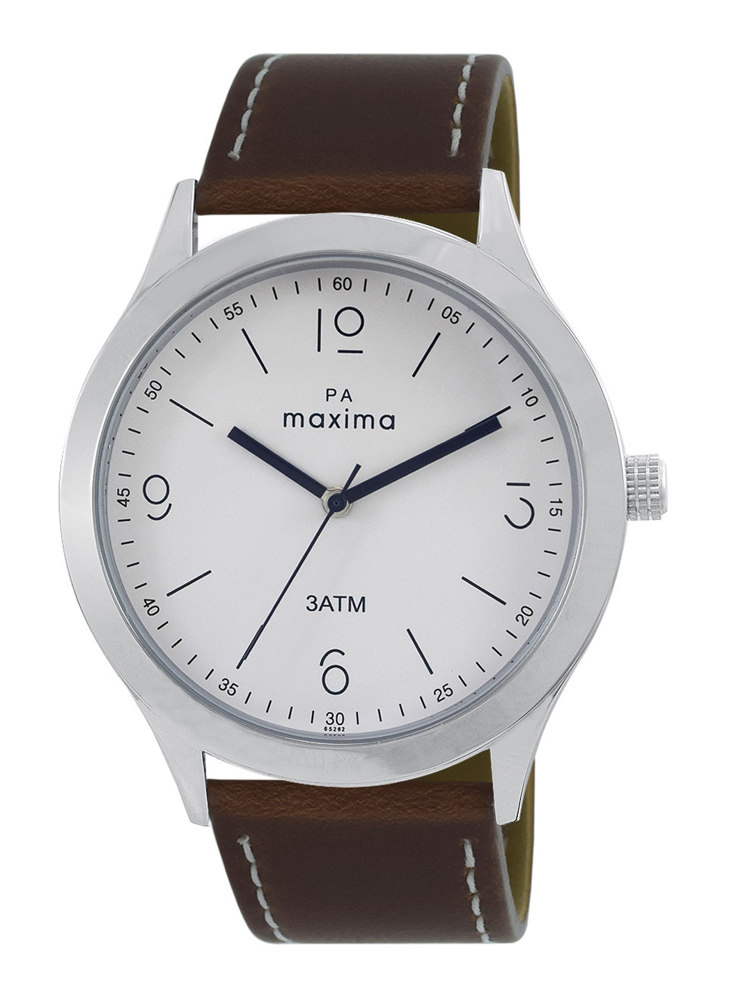 

maxima Men Leather Analogue Watch A-65262LMGI, White