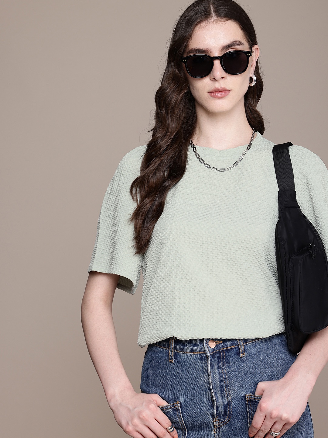 

Roadster Flared Sleeves Top, Sea green