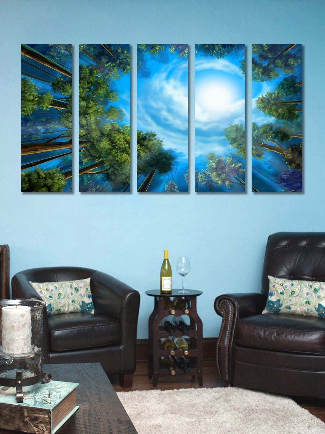 

999Store Blue and Green Set of 5 Nature Wall Art