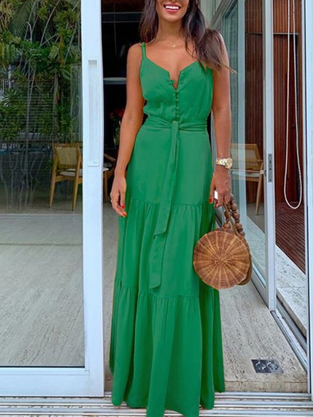 

StyleCast Women Solid Maxi Dress, Green