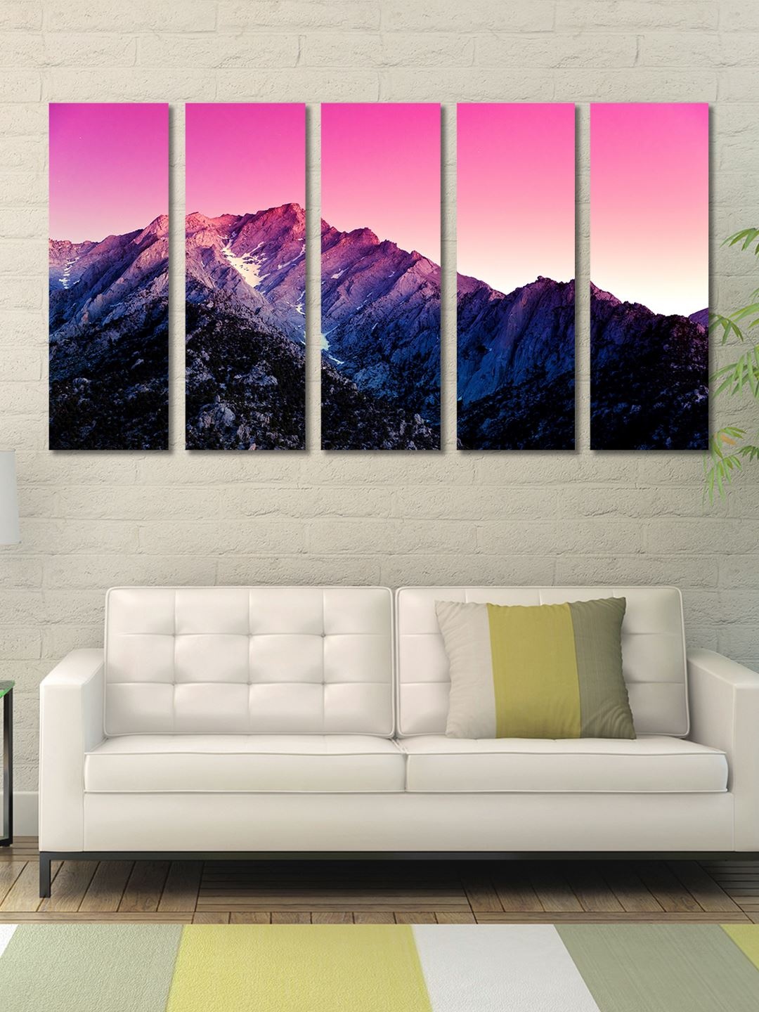 

999Store Purple & Brown Set of 5 Nature Wall Art